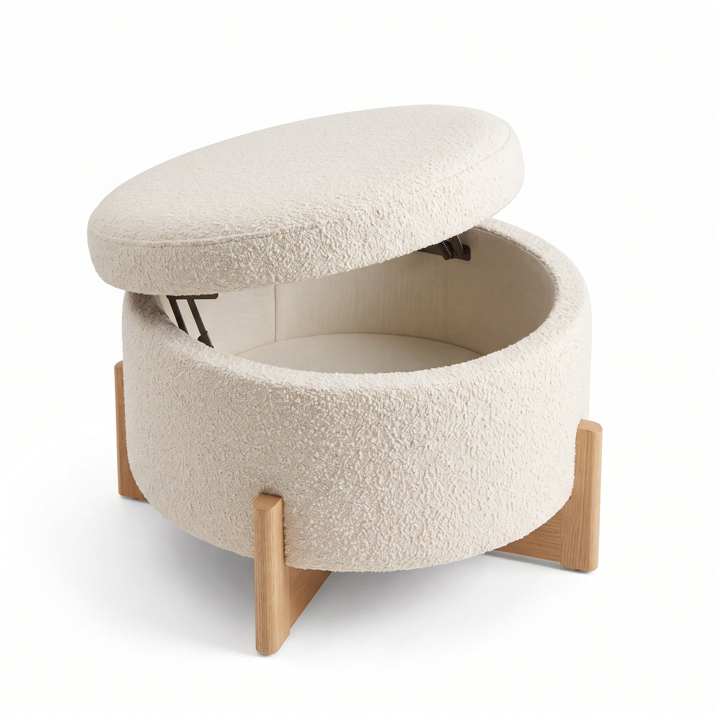 CloudSoft Boucle Ottoman – Modern Storage Stool Designed for Cozy Everyday Living