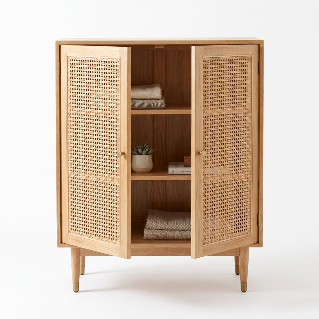 Mila Natural Rattan Cabinet – Warm Organic Storage Furniture Inspired by Coastal Home Design